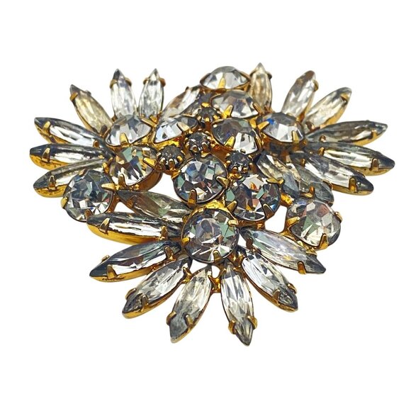 Rare Discontinued Alex & Ani Brooch Rhinestone Crystal Floral Pin Gold-Tone - Picture 2 of 7